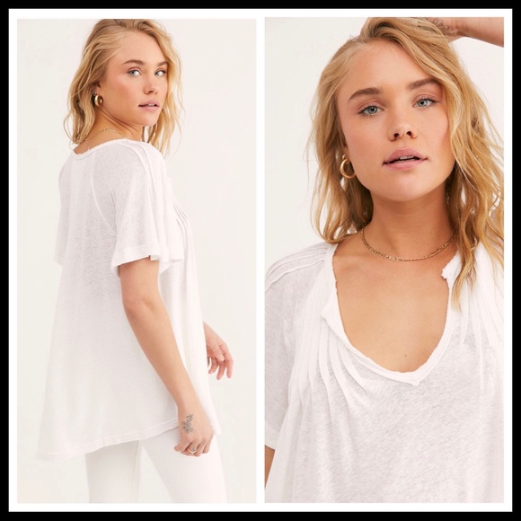 FREE PEOPLE BOHO FLOWY TUNIC TEE V-NECK TOP A3C - Picture 12 of 16
